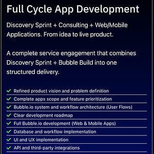 Productised Service - Full Cycle Web + Mobile App Development in Bubble.io