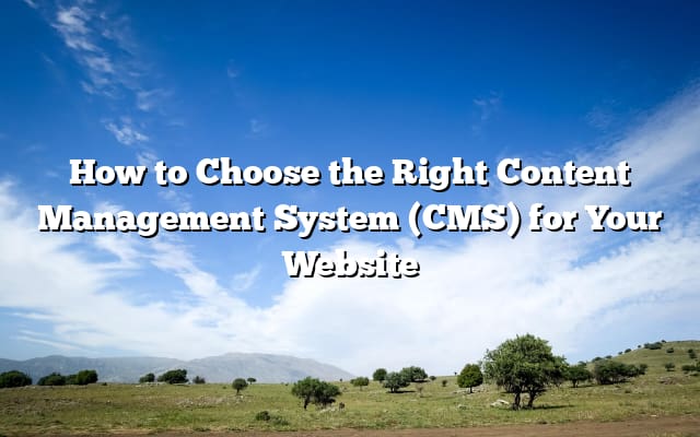 How to Choose the Right Content Management System (CMS) for Your Website